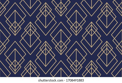 Patrón ornamental geométrico abstracto. Fondo vectorial transparente. Textura azul oscuro y dorada. Diseño moderno gráfico