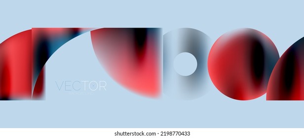 Geometric abstract panorama wallpaper background. Round shapes and circles, metallic color geometric shapes composition