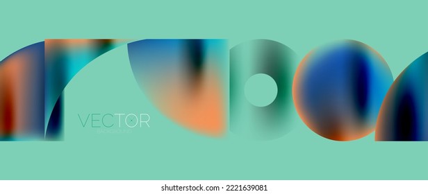 Geometrisches abstraktes Panorama, Hintergrund. Rundformen und Kreise, Zusammensetzung der geometrischen Formen