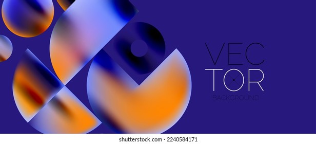 Geometric abstract panorama wallpaper background. Round shapes and circles, metallic color geometric shapes composition