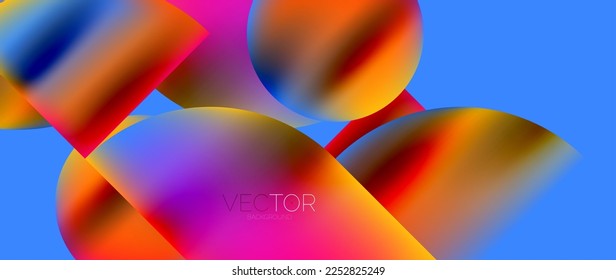 Geometric abstract panorama wallpaper background. Round shapes and circles, metallic color geometric shapes composition