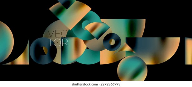 Geometrisches abstraktes Panorama, Hintergrund. Rundformen und Kreise, Zusammensetzung der geometrischen Formen
