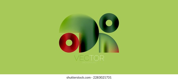 Geometric abstract panorama wallpaper background. Round shapes and circles, metallic color geometric shapes composition