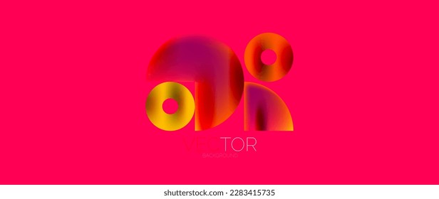 Geometric abstract panorama wallpaper background. Round shapes and circles, metallic color geometric shapes composition