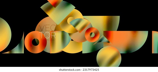 Geometrisches abstraktes Panorama, Hintergrund. Rundformen und Kreise, Zusammensetzung der geometrischen Formen