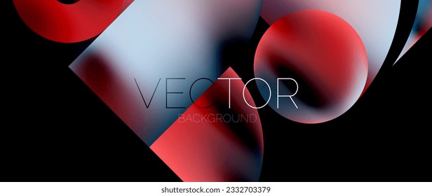 Geometric abstract panorama wallpaper background. Round shapes and circles, metallic color geometric shapes composition