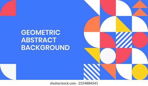 Geometric Abstract patern Background Design. Composition of simple blue and white geometric circular shape pattern. Colorful background vector for presentation and poster.