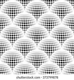 Geometric abstract pattern with 3d spherical distortion on mesh of circles