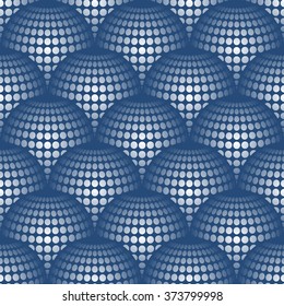 Geometric abstract pattern with 3d spherical distortion on mesh of circles