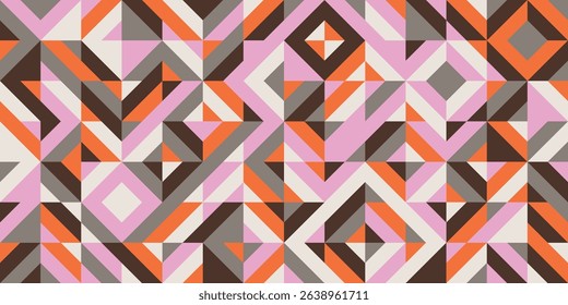 Geometric abstract pattern with angular shapes in pink, brown and orange