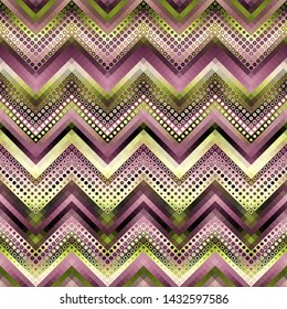 Geometric abstract pattern based on chevron shapes. Polka dot pattern on low poly background. Vector image.
