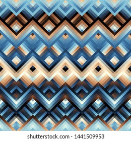 Geometric abstract pattern based on chevron shapes. Vector seamless image.