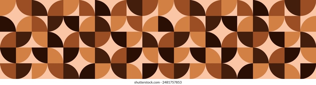 Geometric abstract pattern in brown colors. Pattern of pieces square shapes. Horizontal coffee color geometric pattern