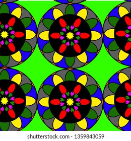  GEOMETRIC Abstract pattern with colored flowers - Vector