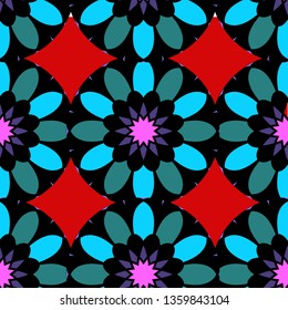 GEOMETRIC Abstract pattern with colored flowers - Vector