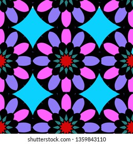  GEOMETRIC Abstract pattern with colored flowers - Vector
