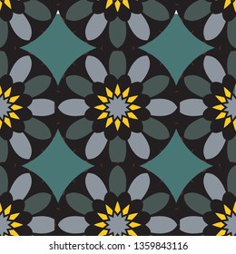  GEOMETRIC Abstract pattern with colored flowers - Vector