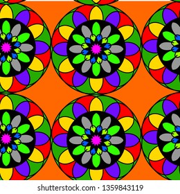  GEOMETRIC Abstract pattern with colored flowers - Vector