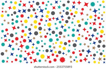 geometric, abstract, pattern, colorful, modern, design, shapes, playful, vibrant, creative, stars, circles, digital, print, trendy, dynamic, bold, contemporary, artistic, background, red, blue, yellow