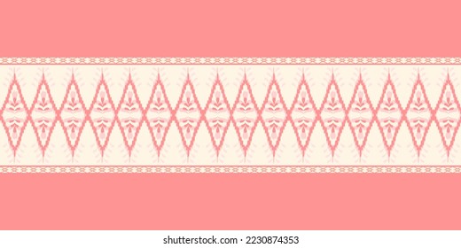 Geometric abstract pattern for cushion , throw pillow , bag and scarf. Yellow Pink tone color seamless vector silk. It's look like ikat printing textile pattern wallpaper. Pattern for home decoration.