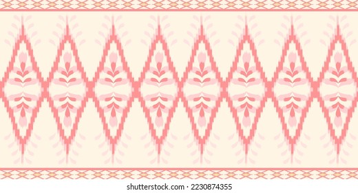 Geometric abstract pattern for cushion , throw pillow , bag and scarf. Yellow Pink tone color seamless vector silk. It's look like ikat printing textile pattern wallpaper. Pattern for home decoration.