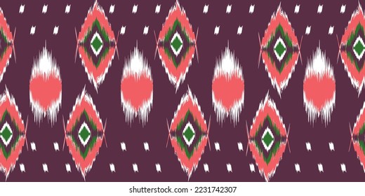 Geometric abstract pattern for cushion , throw pillow , bag and scarf. Seamless vector silk. It's look like ikat printing textile pattern wallpaper. Pattern for home decoration.