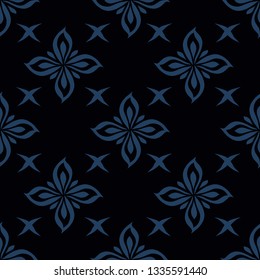 The geometric abstract pattern is a dark blue background . Seamless pattern. Design for Wallpaper, cases, bags and packaging