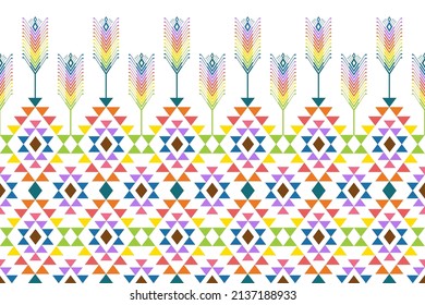 Geometric abstract pattern design. Aztec fabric carpet mandala ornament native boho chevron textile decoration wallpaper. Tribal Maya traditional turkey African Indian American style vector background