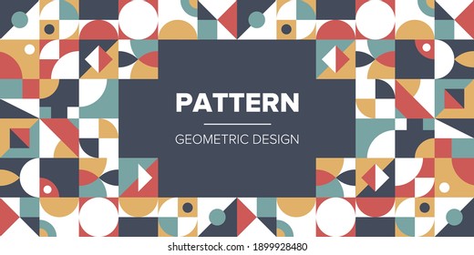 Geometric abstract pattern design of vector prints background with rectangles, squares and circles