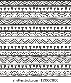 Geometric abstract pattern. Ethnic ornament . Black and white background. Seamless wallpaper. Doodle