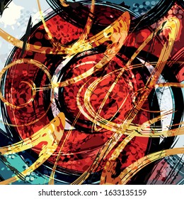 geometric abstract pattern in ethnic style graffiti style in a beautiful bright color for your design