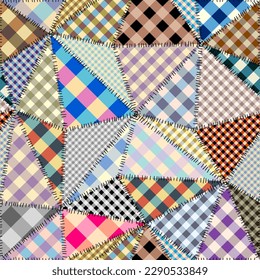 Geometric abstract pattern. Gingham plaid pattern. Patchwork plaid style. Vector image.