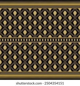 Geometric abstract  pattern in gold color on black background.Endless native art tracery design for wallpaper, background, printing, fabric, textile, tiles.