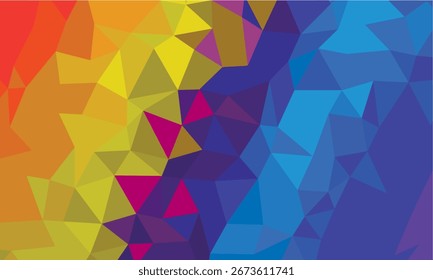 Geometric abstract pattern with gradient colors red orange yellow blue purple background