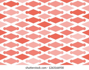 Geometric abstract pattern inspired by keys, locks and crowns shapes. Vector art with a sketchy and hand drawn vibe, like a doodle. Bold, graphic and playful coral rhombus and triangles.