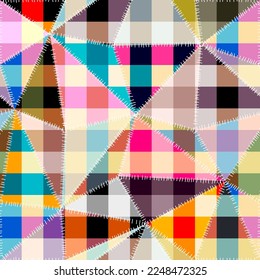 Geometric abstract pattern. Intersection patchwork plaid style