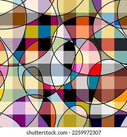 Geometric abstract pattern. Intersection patchwork plaid style