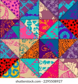 Geometric abstract pattern. Intersection patchwork plaid style