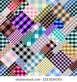 Geometric abstract pattern. Intersection patchwork plaid style