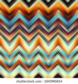 Geometric abstract pattern in low poly pixel art style. Polka dot pattern on low poly background. Chevron pattern. Vector image.