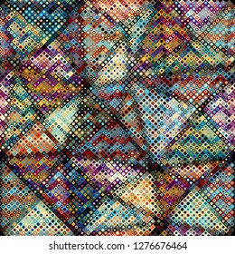 Geometric abstract pattern in low poly pixel art style. Polka dot pattern on low poly background. Vector image.