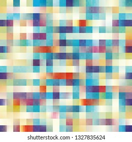 Geometric abstract pattern in low poly pixel art style. Seamless vector image.