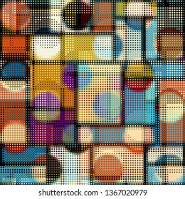 Geometric abstract pattern in low poly pixel art style. Seamless vector image.