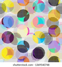 Geometric abstract pattern in low poly pixel art style. Polka dot pattern on low poly background. Vector image.