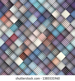 Geometric abstract pattern in low poly pixel art style. Polka dot pattern on low poly background. Vector image.