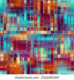 Geometric abstract pattern in low poly style. Tileable image. Small squares with glass effect. Glass mosaic pattern.