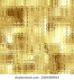 Geometric abstract pattern in low poly style. Tileable image. Small squares with glass effect. Gold glass mosaic pattern.