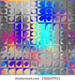 Geometric abstract pattern in low poly style. Tileable image. Small squares with glass effect. Glass mosaic pattern.