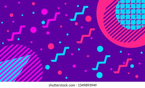 Geometric abstract pattern in the memphis style of the 80s. Modern trendy background. Vector illustration