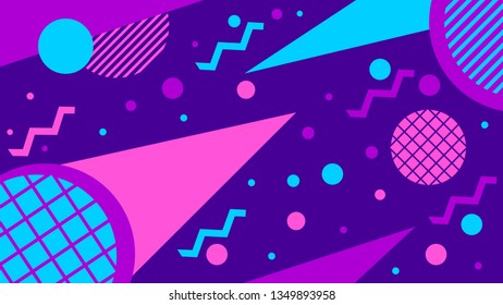 Geometric abstract pattern in the memphis style of the 80s. Modern trendy background. Vector illustration